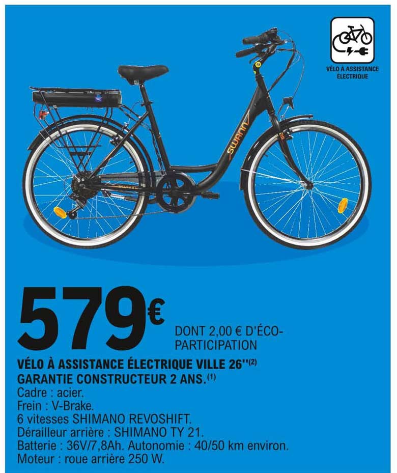 vélo à assistance électrique ville 26"
