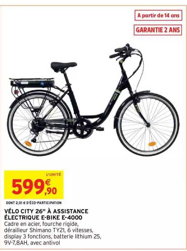 vélo city 26" à assistance électrique e-bike