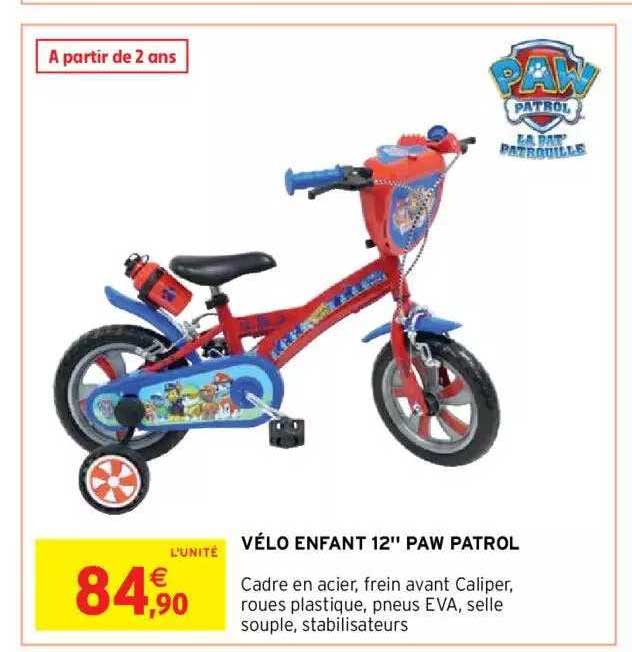 vélo enfant 12" paw patrol