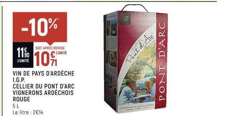 vin de pays d'ardèche i.g.p. cellier du pont d'arc vignerons ardéchois rouge