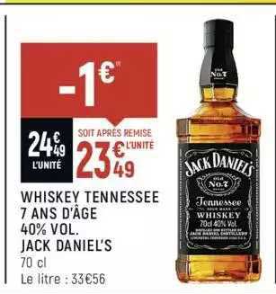 whiskey tennessee 7 ans d'âge 40% vol. jack daniel's