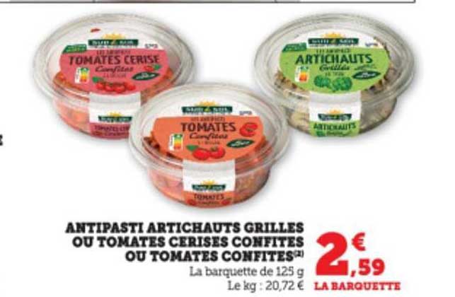 Antipasti Artichauts Grillés Ou Tomates Cerises Confites Ou Tomates Confites
