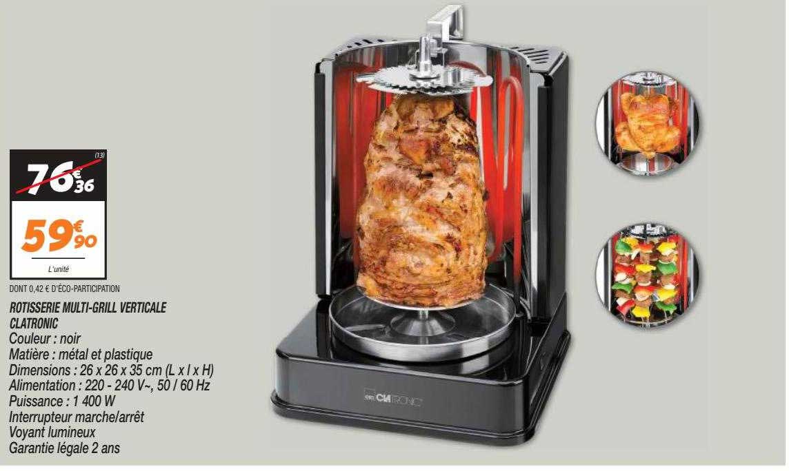 rôtisserie multi-grill verticale clatronic