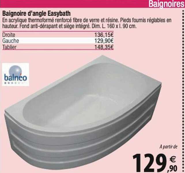 baignoire d'angle easybath balnéo