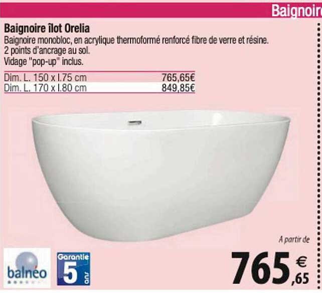 Baignoire îlot Orelia Balnéo