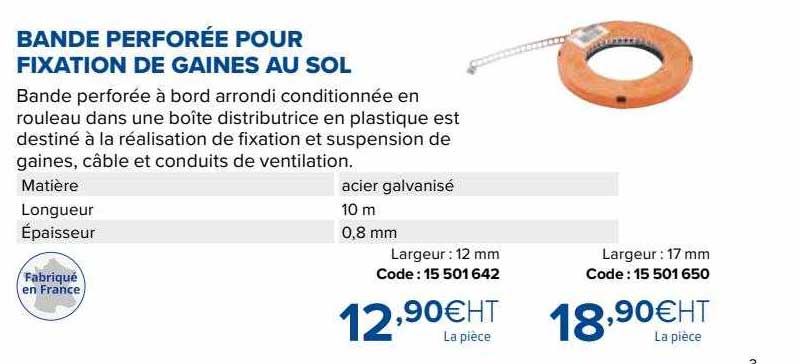 bande perforée por fixation de gaines au sol