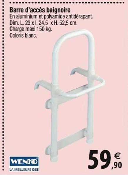 barre d'accès baignoire wenko