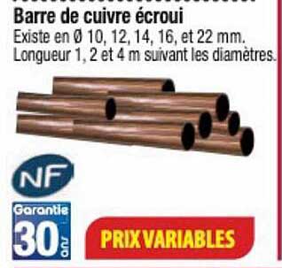 barre de cuivre écroui