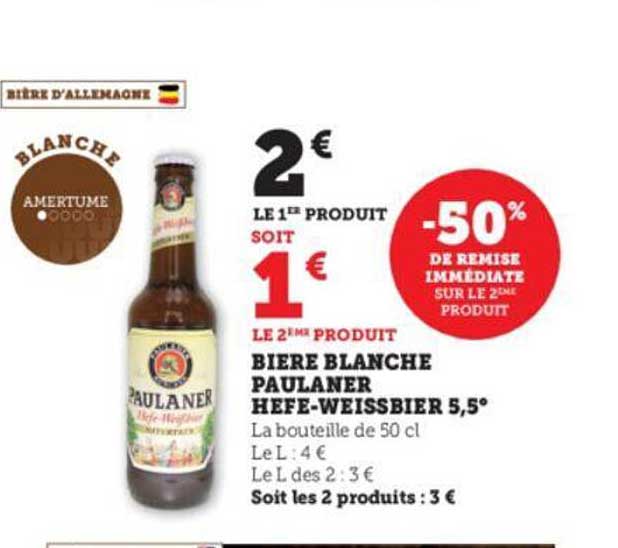 Bière Blanche Paulaner Hefe-weissbier 5,5°