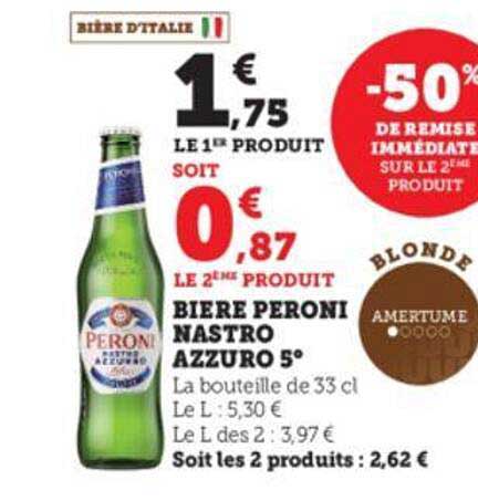 bière peroni nastro azzuro 5°