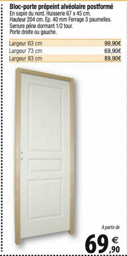 Bloc-porte Prépeint Alvéolaire Postformé