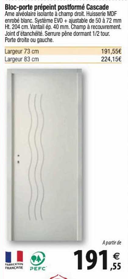 bloc-porte prépeint postformé cascade