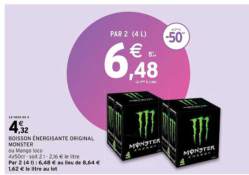 boisson énergisante original monster ou mango loco