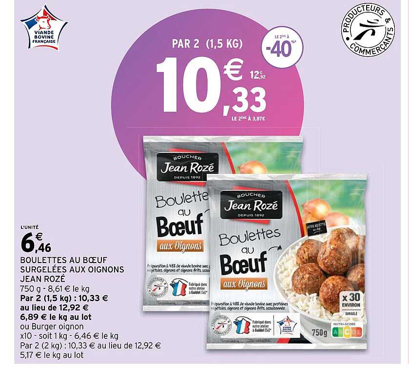 boulettes au bœuf surgelées aux oignons jean rozé