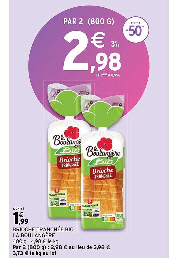 Brioche Tranchée Bio La Boulangère