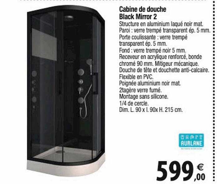 cabine de douche black mirror 2 aurlane