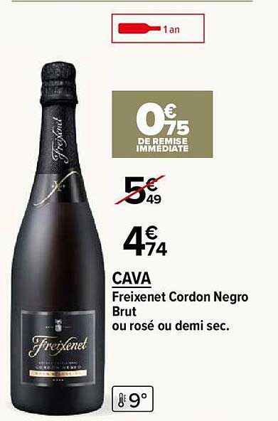 cava freixenet cordon negro brut ou rosé ou demi sec