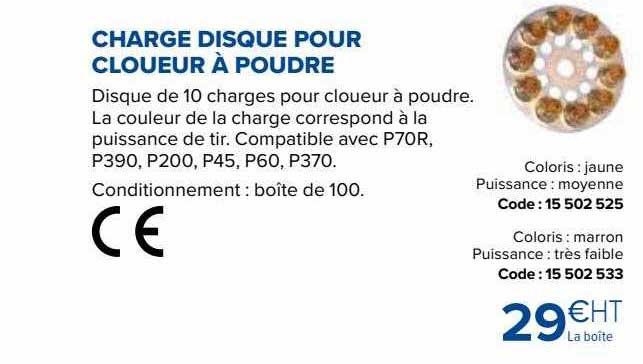 charge disque pour cloueur à poudre