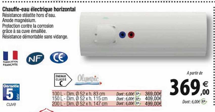 chauffe-eau électrique horizontal olympic