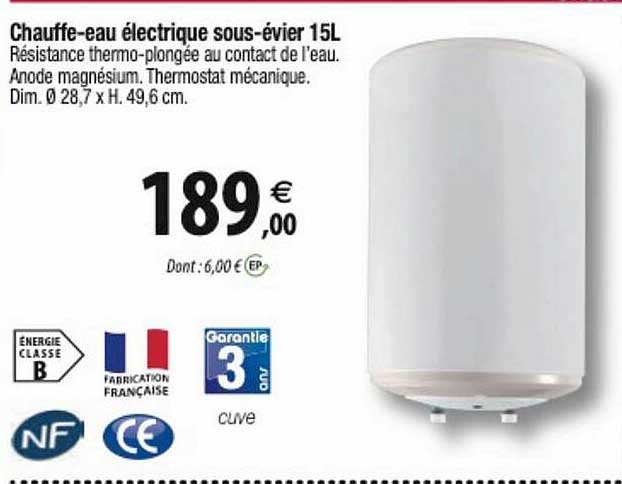 chauffe-eau électrique sous-évier 15l