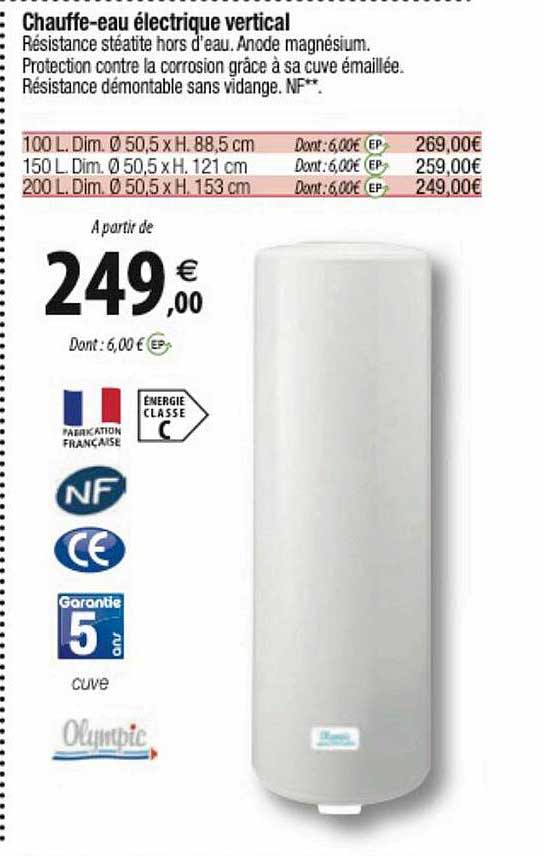 chauffe-eau électrique vertical olympic