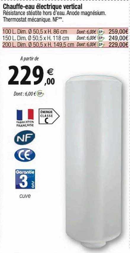 chauffe-eau électrique vertical