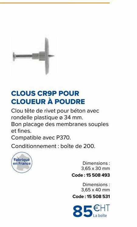 clous cr9p pour cloueur à poudre