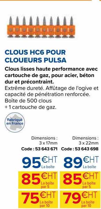 clous hc6 pour cloueurs pulsa