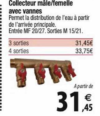 collecteur mâle-femelle avec vannes