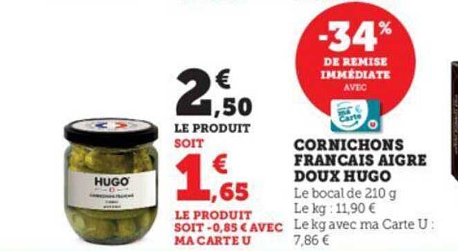 cornichons français aigre doux hugo