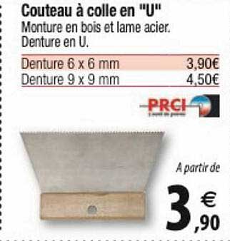 couteau à colle en "u" prci