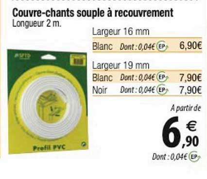 couvre-chants souple à recouvrement