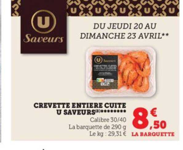 Crevette Entière Cuite U Saveurs