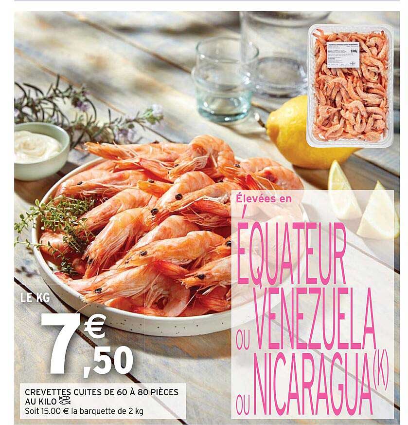 Crevettes Cuites De 60 à 80 Pièces Au Kilo