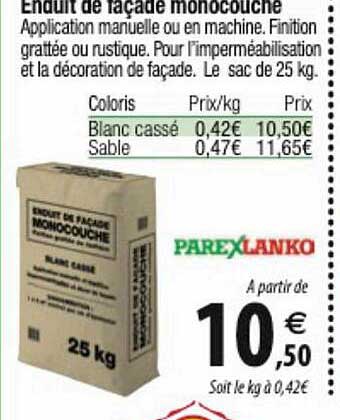 Enduit De Façade Monocouche Parexlanko