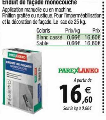 enduit de façade monocouche parexlanko
