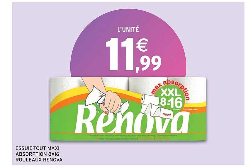 essuie-tout maxi absorption 8=16 roulleaux renova