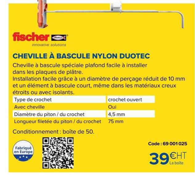 Fischer Cheville à Bascule Nylon Duotec