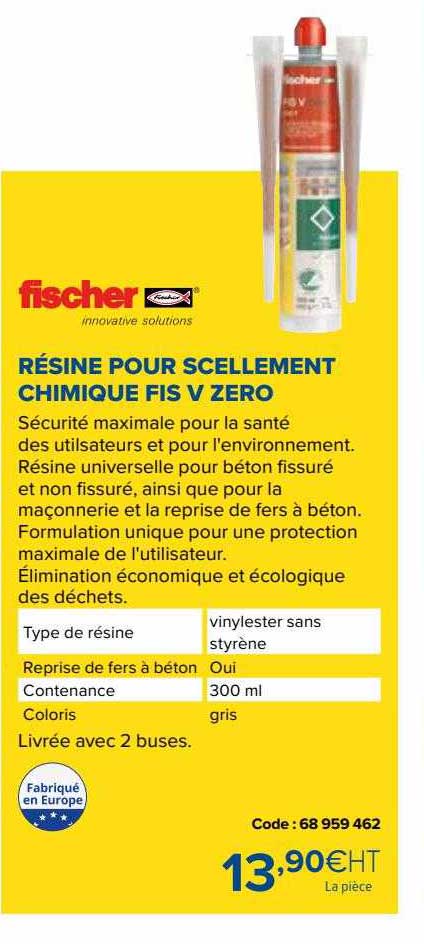 fischer résine pour scellement chimique fis V zero