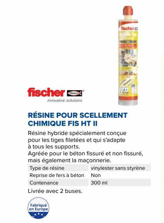 fischer résine pour scellement chimique fis ht II