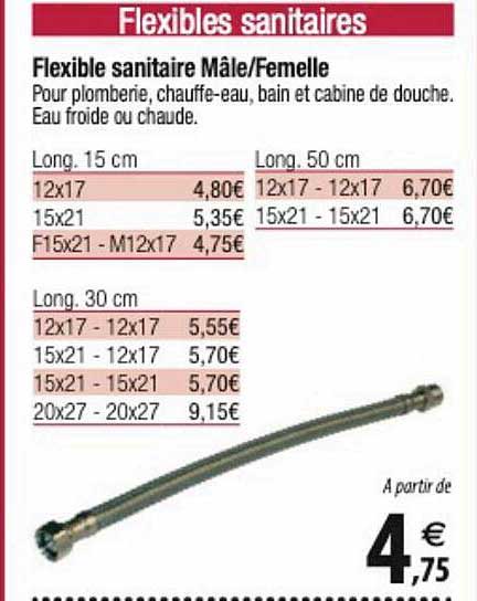 flexible sanitaire mâle-femelle