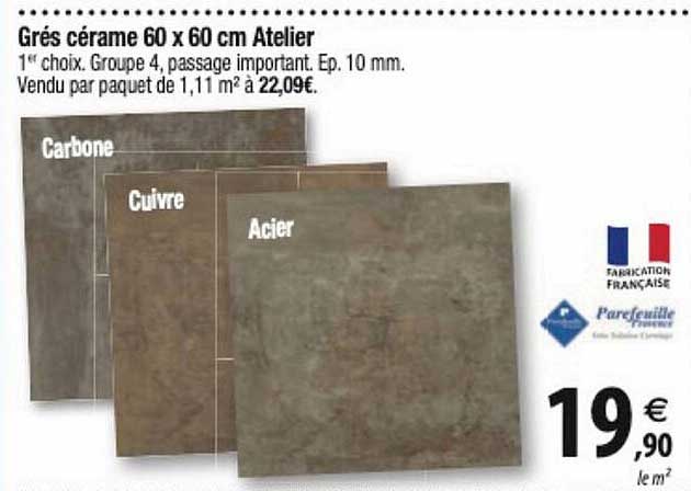 grés cérame 60 x 60 cm atelier