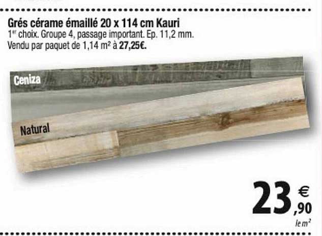 grés cérame émaillé 20 x 114 cm kauri