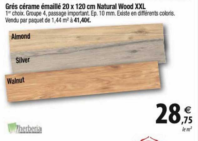 grés cérame émaillé 20 x 120 cm natural wood xxl herberia