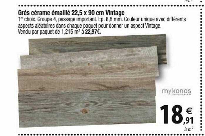 grés cérame émaillé 22,5 x 90 cm vintage mykonos