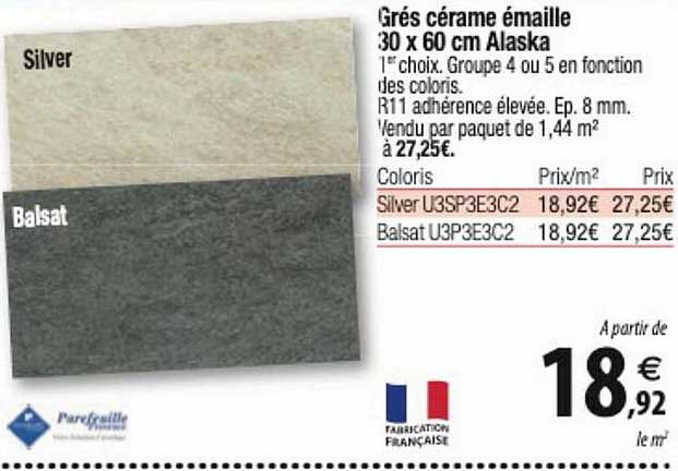 grés cérame émaille 30 x 60 cm alaska