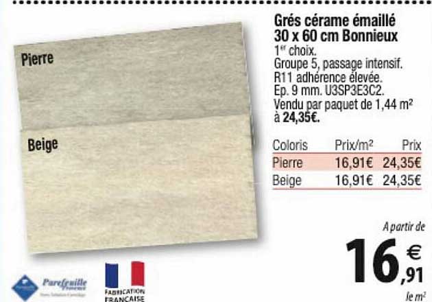 grés cérame émaillé 30 x 60 cm bonnieux