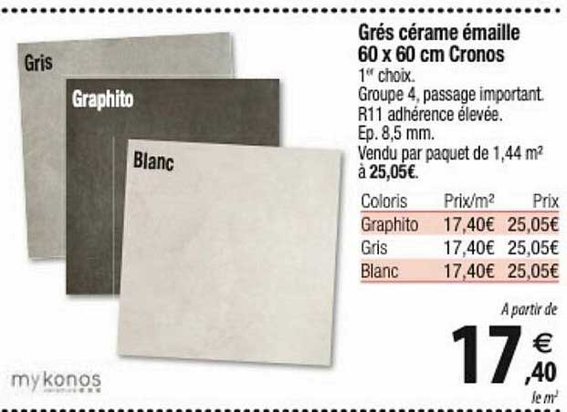 grés cérame émaillé 60 x 60 cm cronos