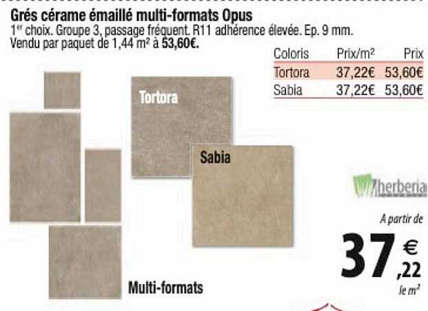 grés cérame émaillé multi-formats opus herberia