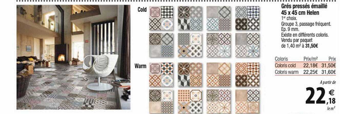 Grés Pressé émaillé 45 X 45 Cm Helen